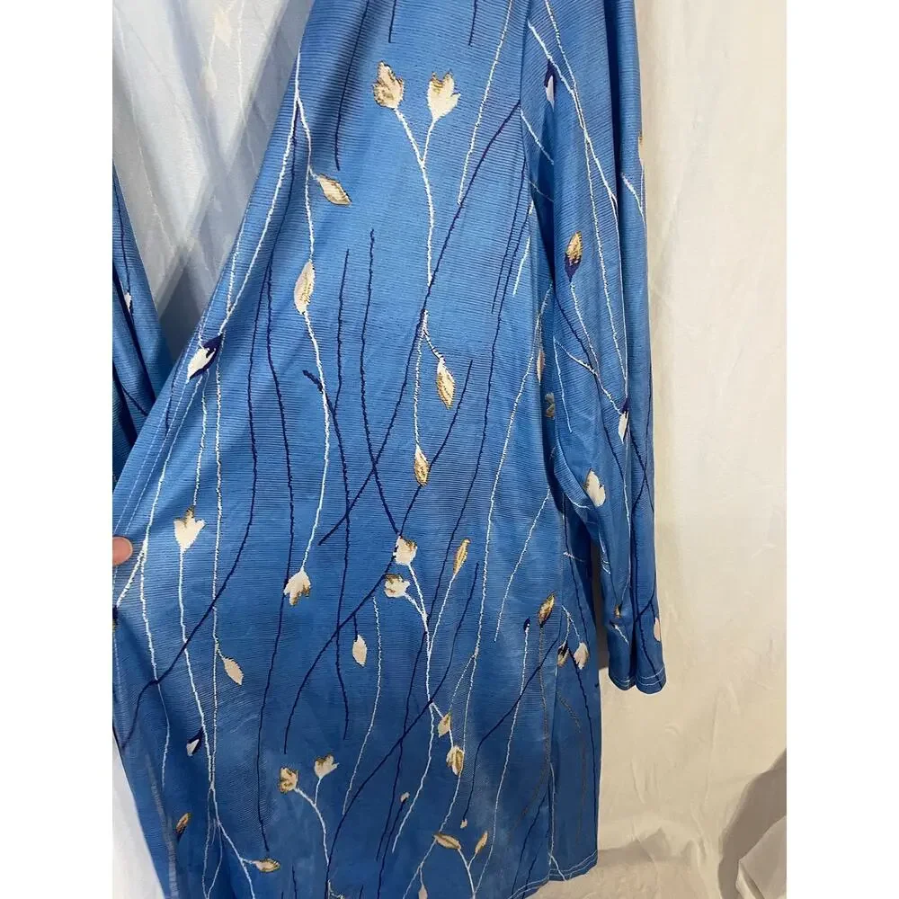 Womens blue vines and flowers sweater cardigan